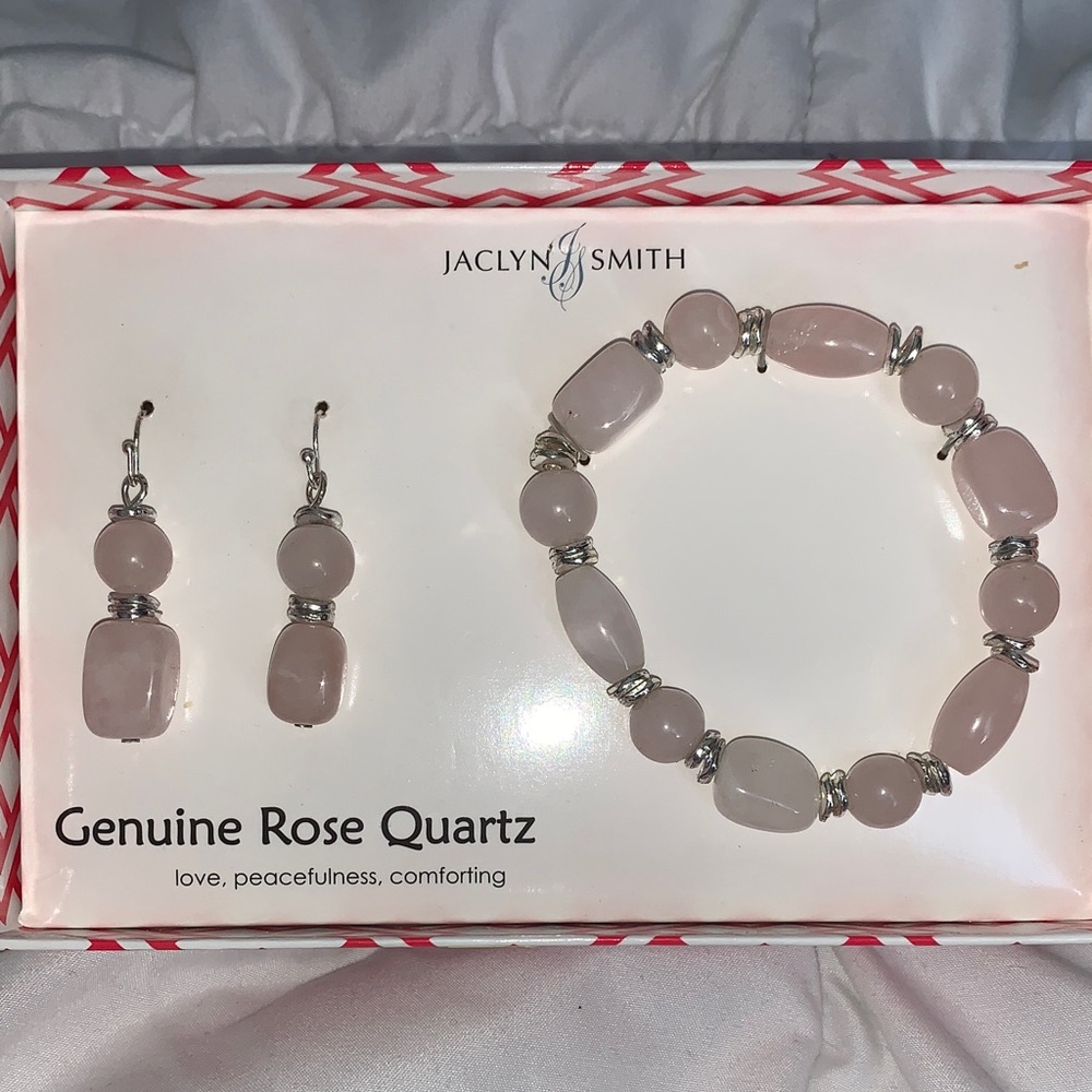 Jaclyn Smith Pink Rose Quartz Bracelet Set